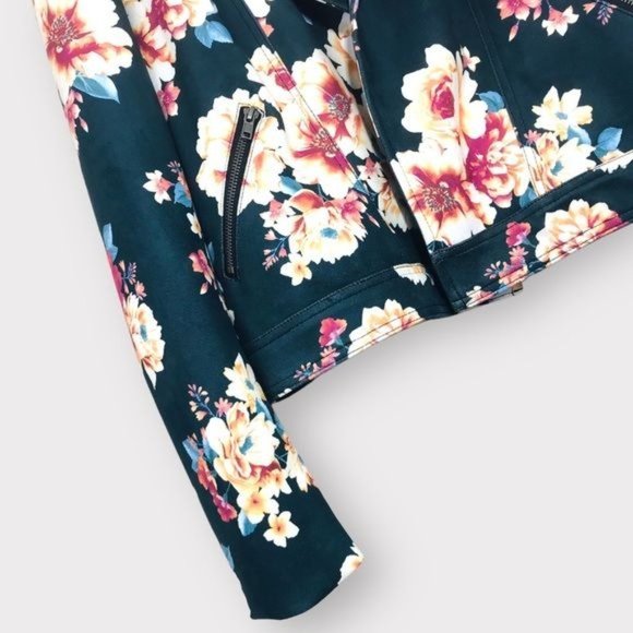 PHILOSOPHY Faux Suede Floral Moto Jacket Size Large NWOT - Picture 3 of 7